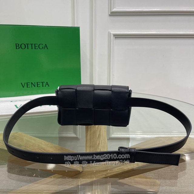 Bottega veneta高端女包 KF0015黑色 寶緹嘉CAEESTTE腰包 BV經典款手工編織手包腰包胸包斜挎包  gxz1205